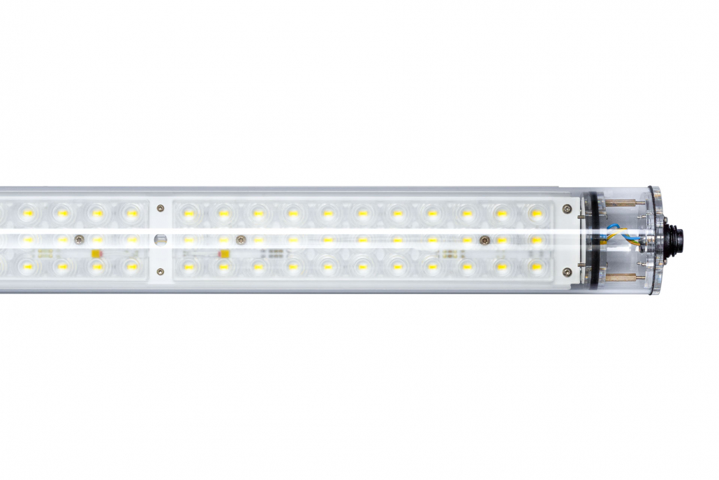 Hochpräzise CleanTube LED-Wachstumslampe für die wissenschaftliche Pflanzenforschung in Laboren und Klimakammern.